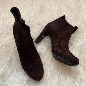 Roberto Del Carlo Brown Suede Heeled Booties